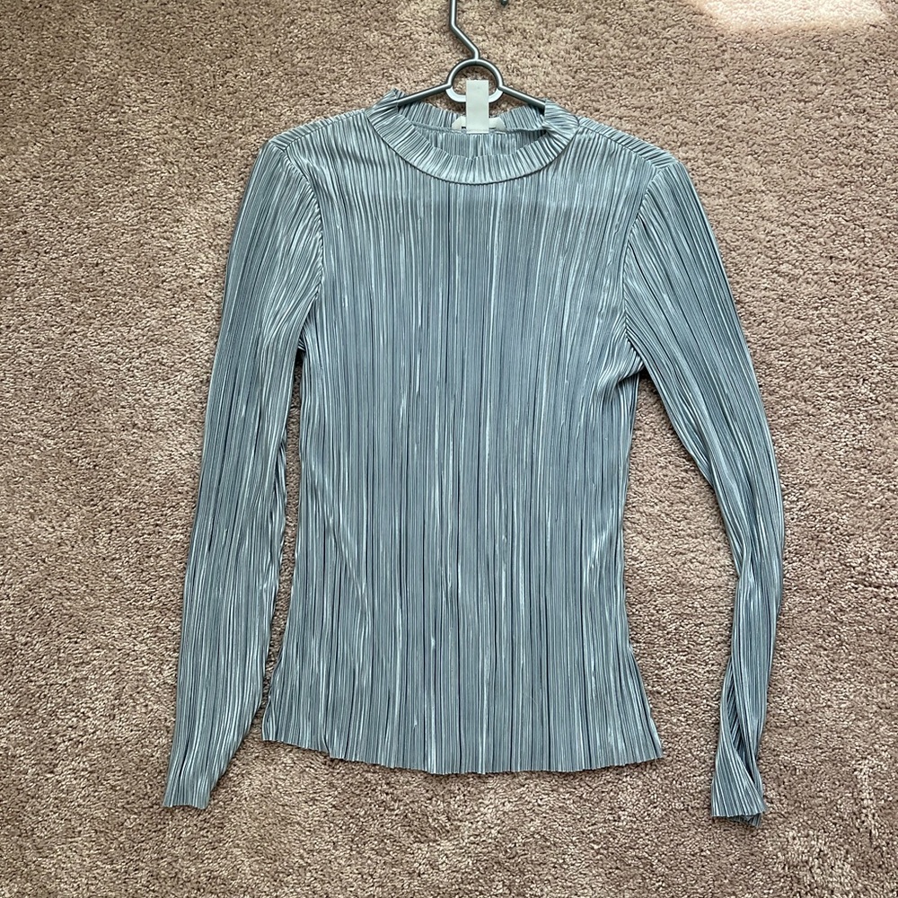 H&M blue metallic high neck top